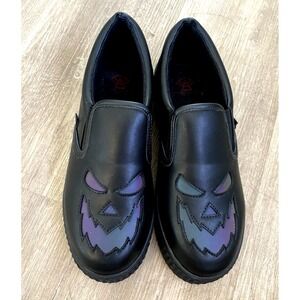 Strange‎ Cvlt Krypt Reflective Platform Shoes Jack-O Lantern Slip On 10m EUC 40